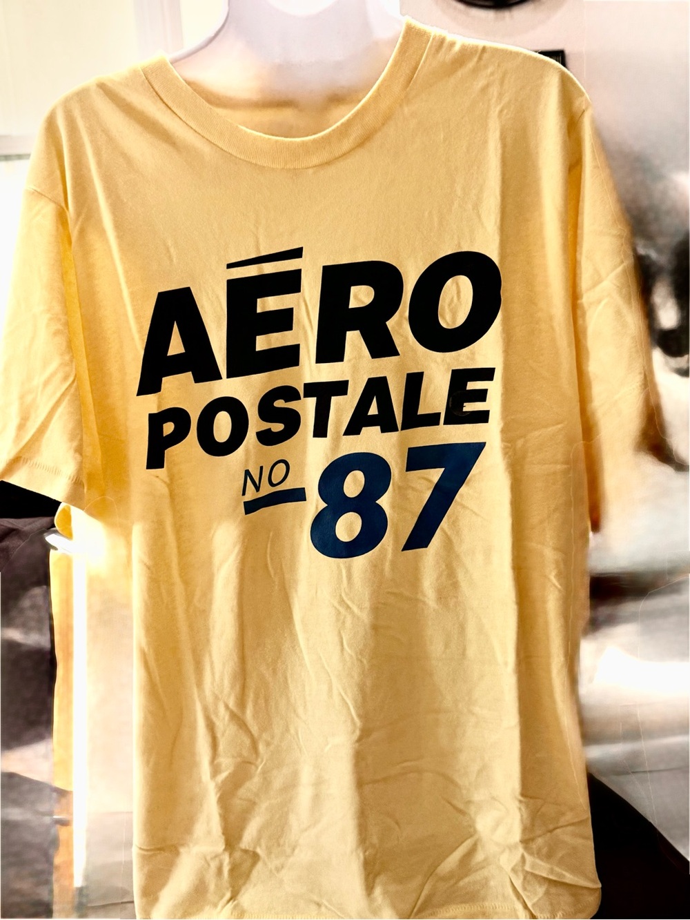 Aeropostale Yellow Short-Sleeve Logo Tee with Navy 87